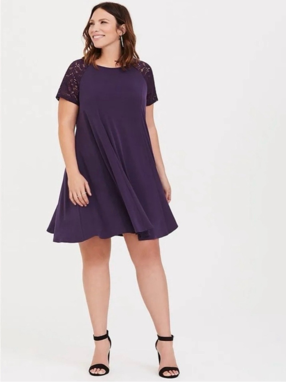 torrid Plum Lace Sleeves Swing Dress